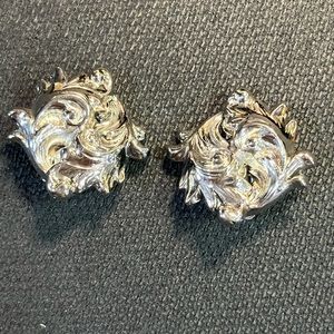 Whiting & Davis Art Nouveau silver tone Clip-On earrings